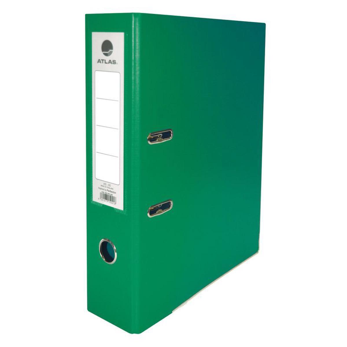 Atlas A4 Plastic Box File – Black 80 mm Green