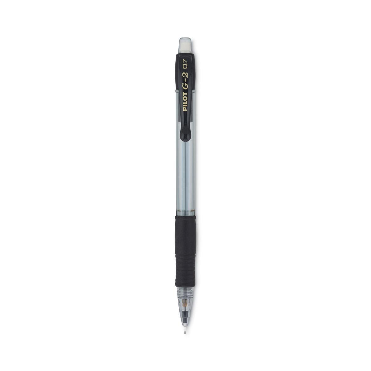Pilot G2 Mechanical Pencil, 0.7 mm, HB (#2), Black Lead, Clear/Black Barrel, Dozen (51015)