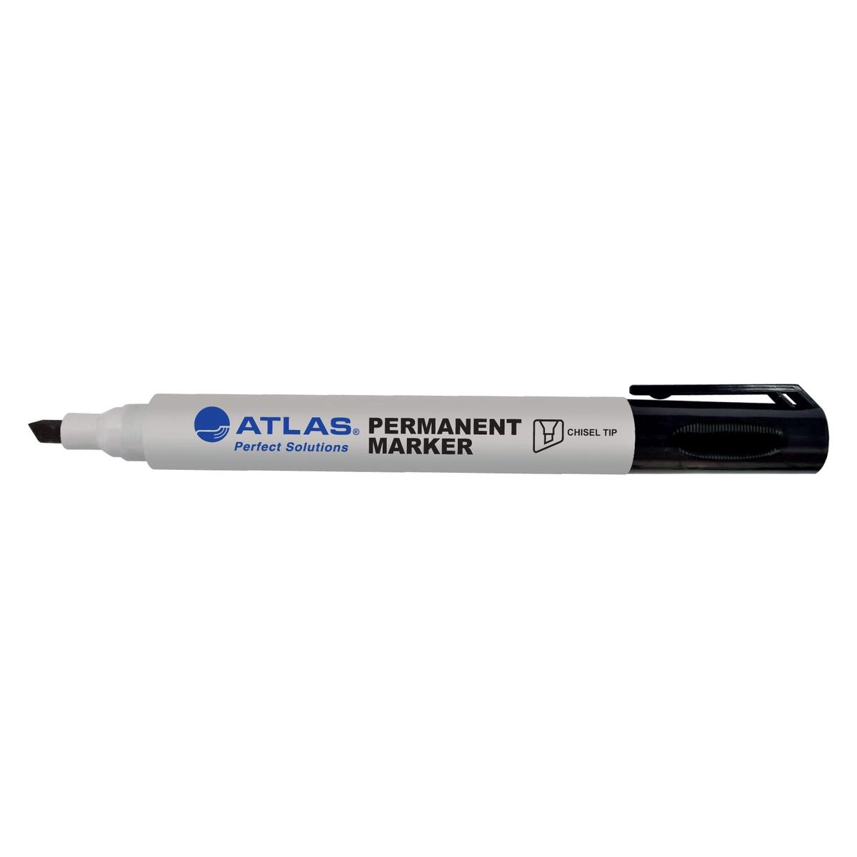 Atlas Bullet Permanent Marker  Chisel Tip Pack Black