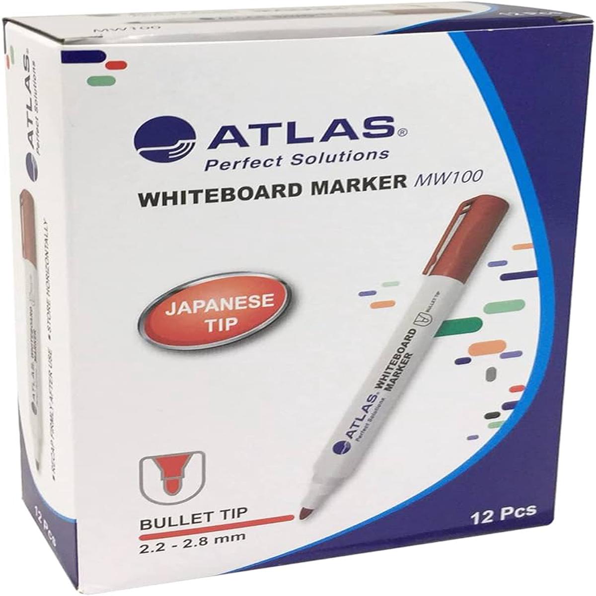 Atlas Bullet Whiteboard Marker Chisel Tip Pack Red