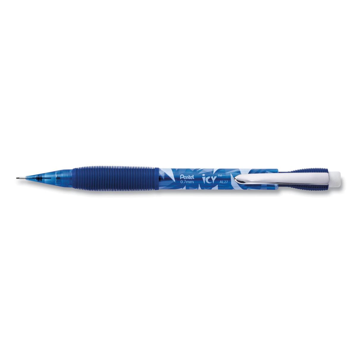 Pentel Icy Mechanical Pencil Value Pack, 0.7 mm, HB (#2), Black Lead, Transparent Blue Barrel, 24/Pack (AL27TCSWSPR)