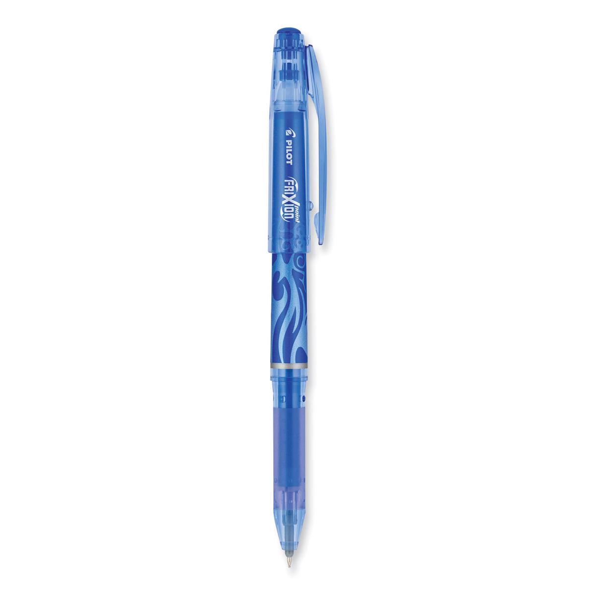 Pilot FriXion Point Erasable Gel Pen, Stick, Extra-Fine 0.5 mm, Blue Ink, Blue/Silver/Transparent Blue Barrel (31574)