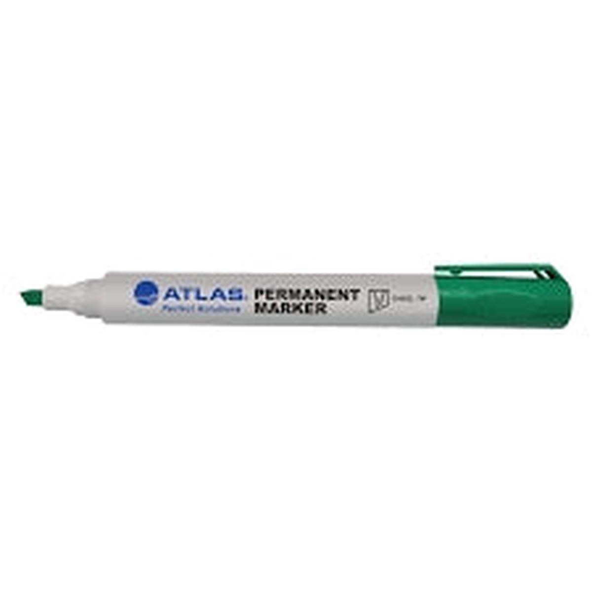 Atlas Bullet Permanent Marker Chisel Tip Pack Green