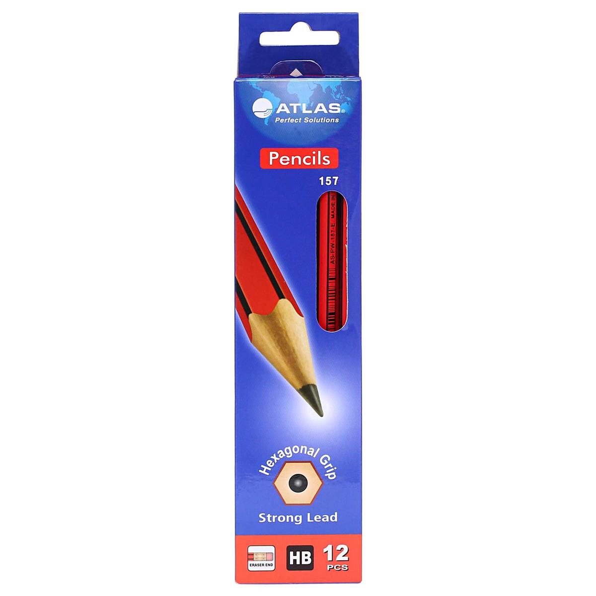 Atlas HB Pencil Red+Eraser Box of 12