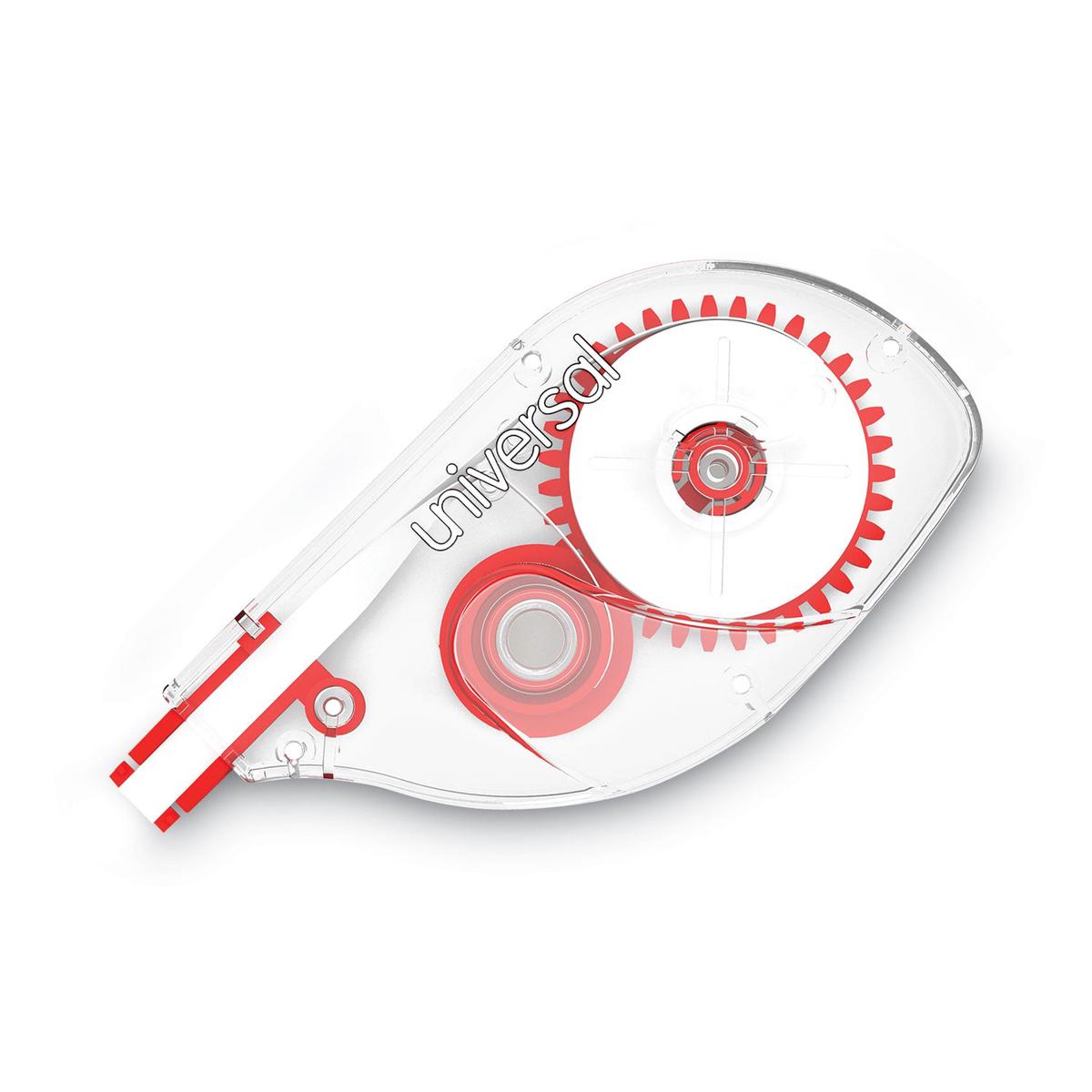 Universal Side-Application Correction Tape, Non-Refillable, Transparent Gray/Red Applicator,  0.2″ x 393″, 10/Pack (75612)