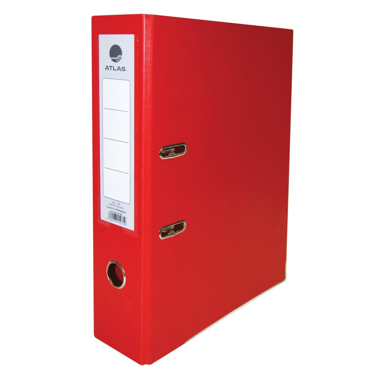 Atlas A4 Plastic Box File – Black 80 mm Red