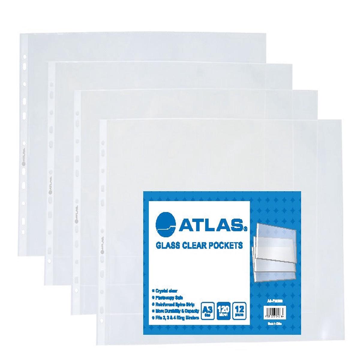 Atlas Glass Clear A3 Pocket Polypropylene 120 Micron File Folder
