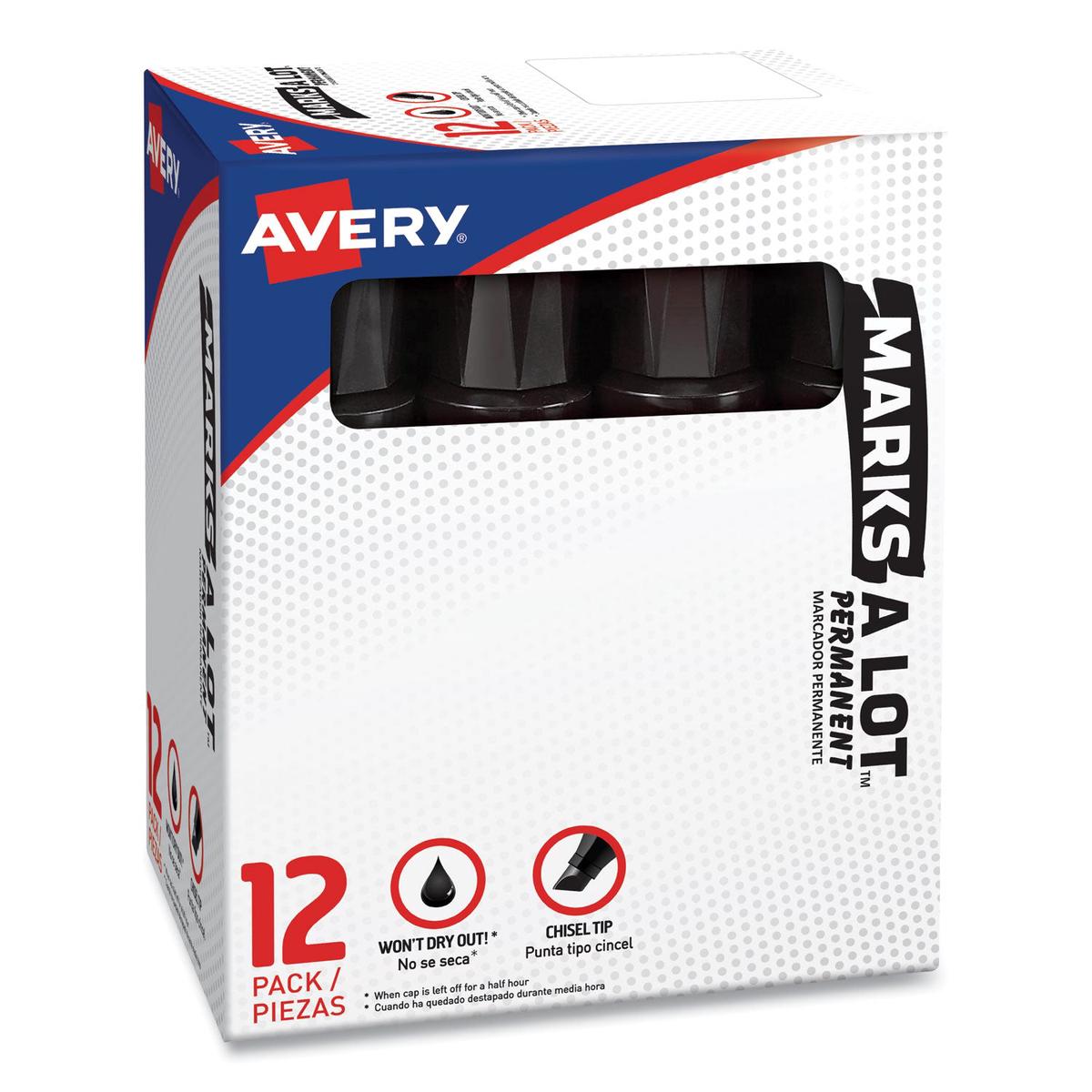 Avery MARKS A LOT Extra-Large Desk-Style Permanent Marker, Extra-Broad Chisel Tip, Black (24148)