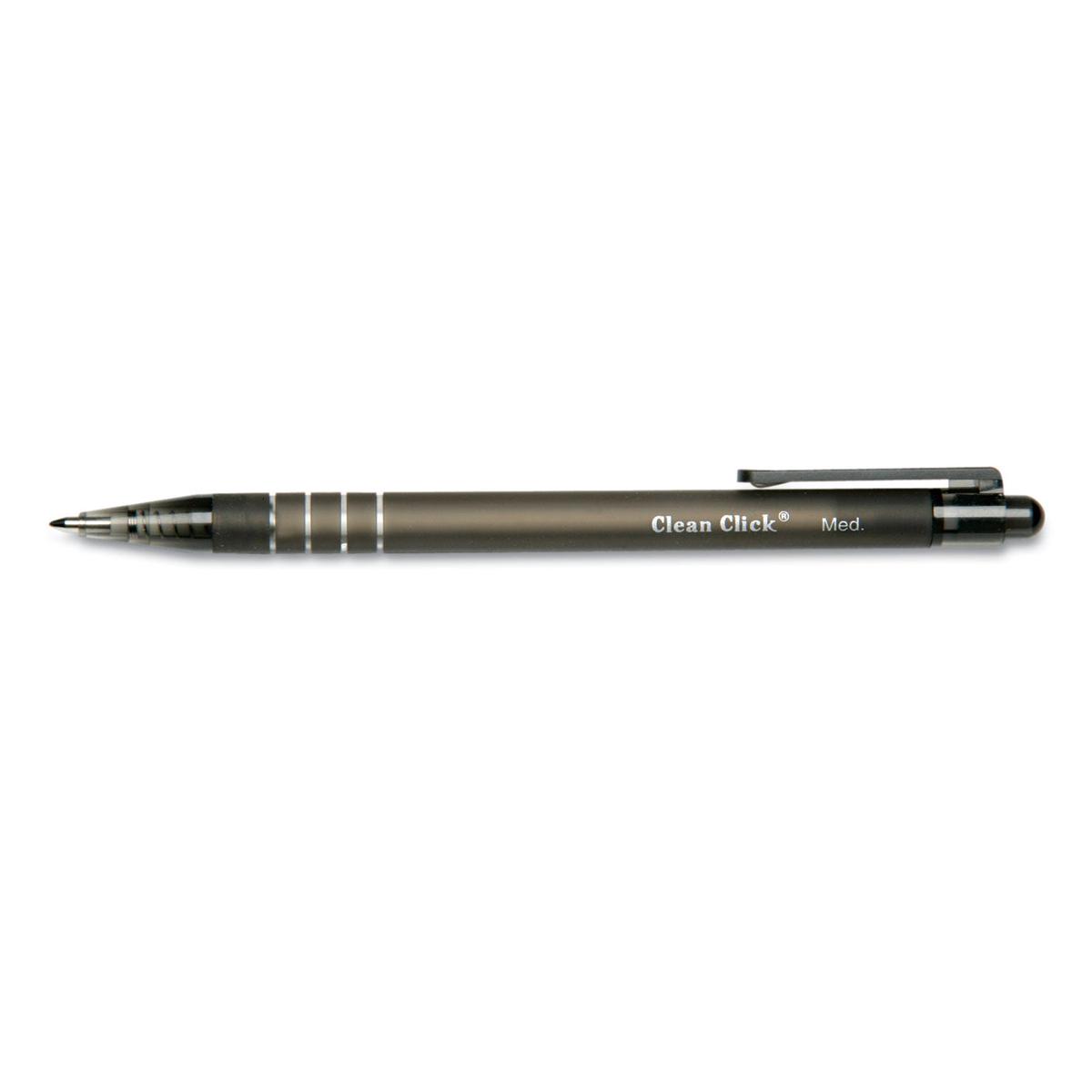 AbilityOne 7520014220314, SKILCRAFT Clean Click Ballpoint Pen, Retractable, Medium 1 mm, Black Ink, Black Barrel, Dozen