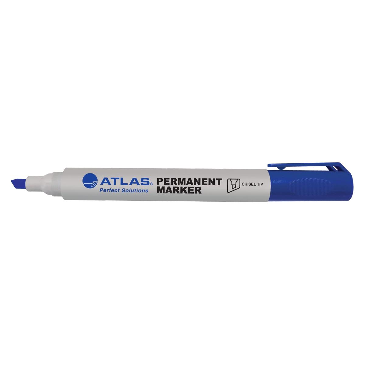 Atlas Bullet Permanent Marker  Chisel Tip Pack Blue