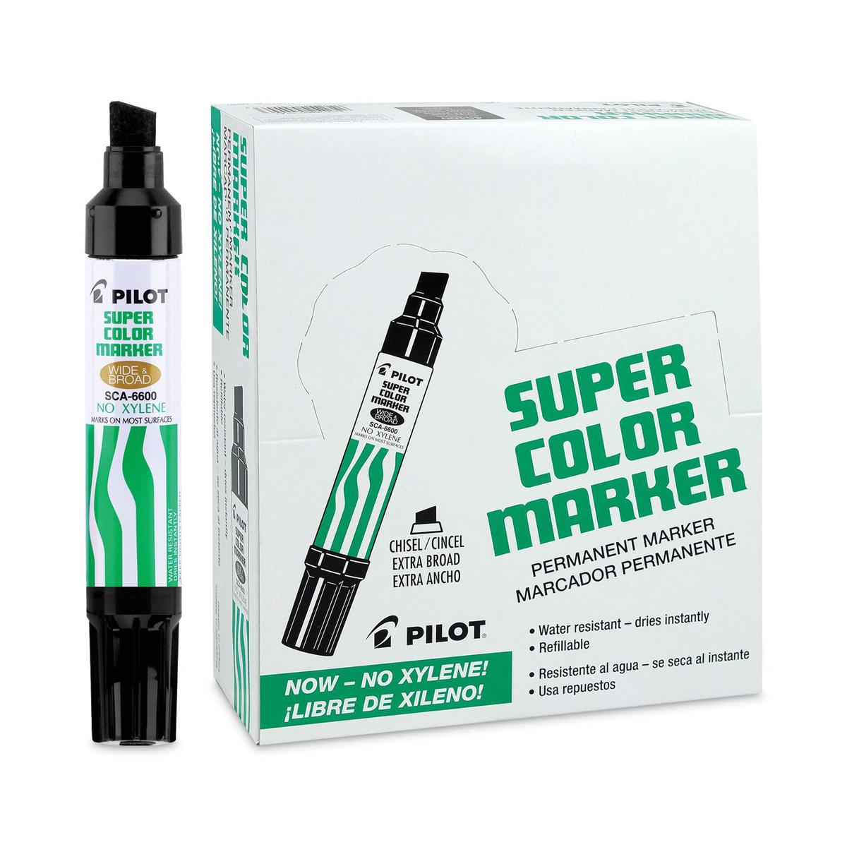 Pilot Jumbo Refillable Permanent Marker, Broad Chisel Tip, Black (45100)