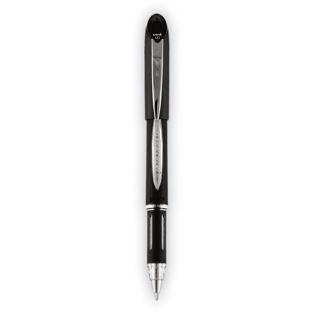 uni-ball Jetstream Stick Hybrid Gel Pen, Bold 1 mm, Black Ink, Black/Silver Barrel (33921)