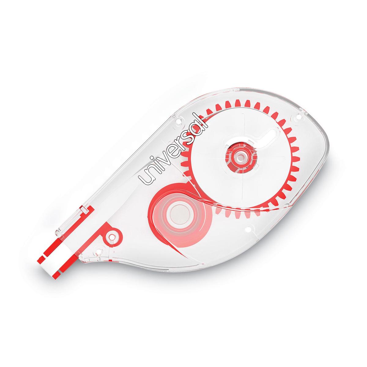 Universal Side-Application Correction Tape, Transparent Gray/Red Applicator, 0.2″ x 393″, 2/Pack (75609)
