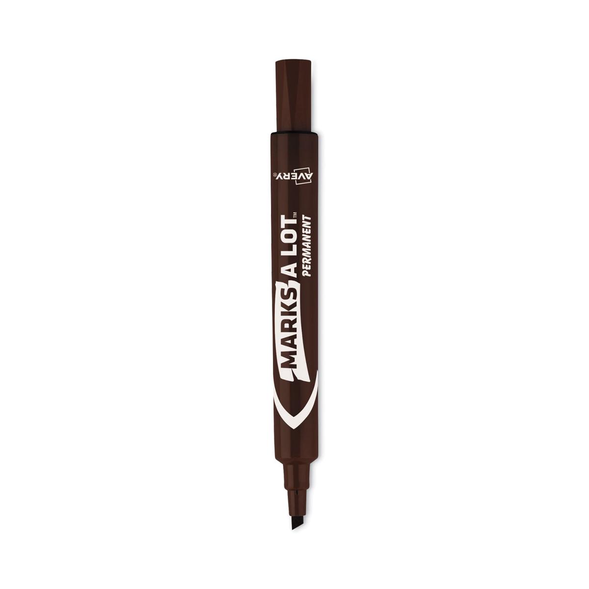 Avery MARKS A LOT Large Desk-Style Permanent Marker, Broad Chisel Tip, Brown, Dozen (8881) (08881)