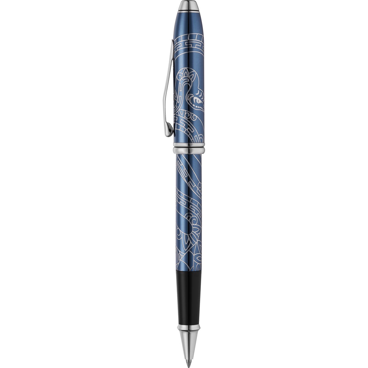 Cross Townsend Zodiac YOT Snake 2025 Blue Lacquer with Chrome Appts Rollerball Pen, Black Ink