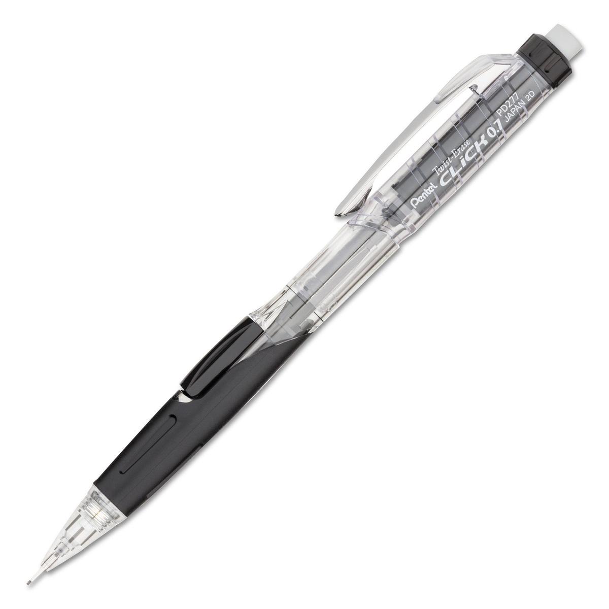 Pentel Twist-Erase CLICK Mechanical Pencil, 0.7 mm, HB (#2), Black Lead, Black Barrel (PD277TA)