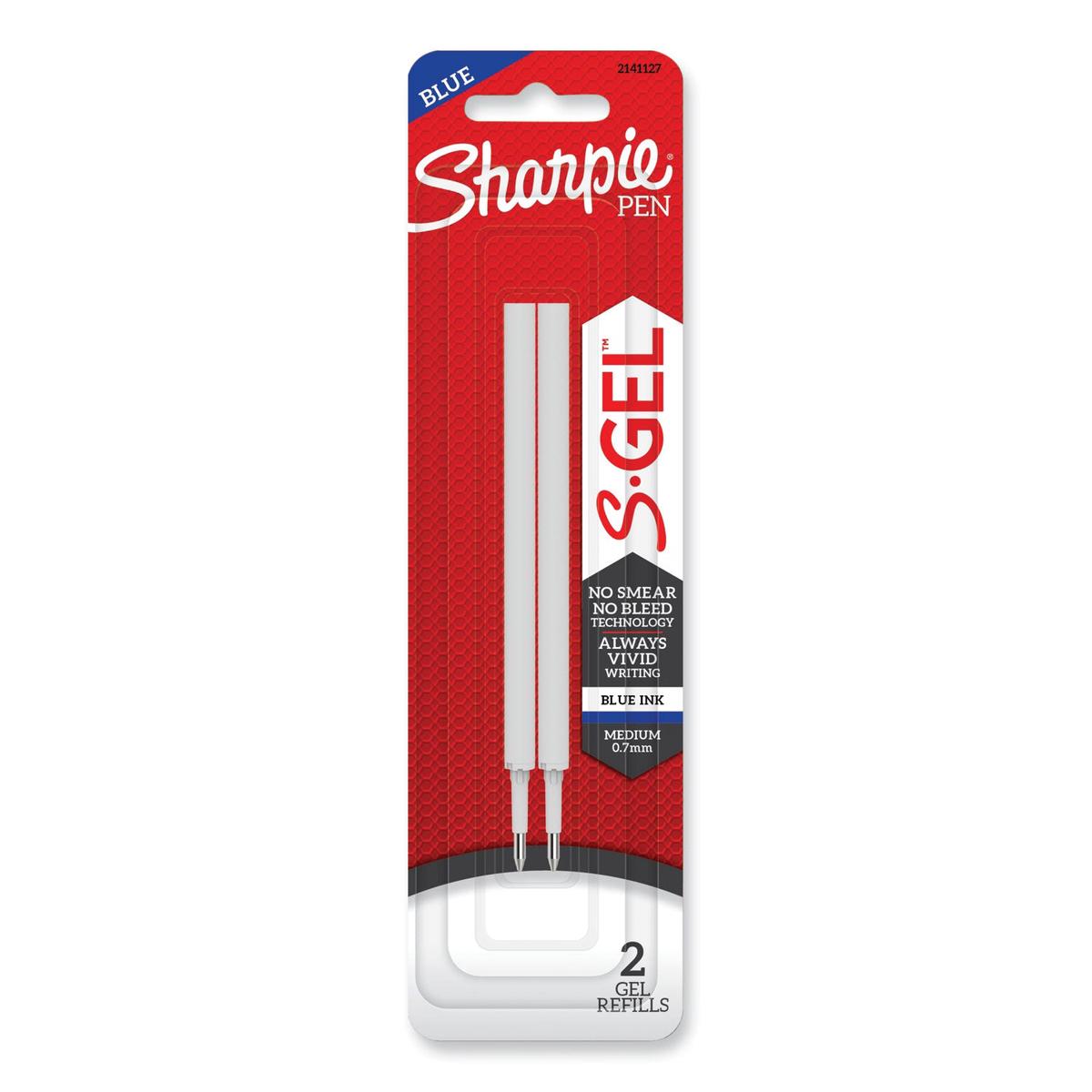 Sharpie S-Gel 0.7 mm Pen Refills, Medium 0.7 mm Bullet Tip, Blue Ink, 2/Pack (2141127)