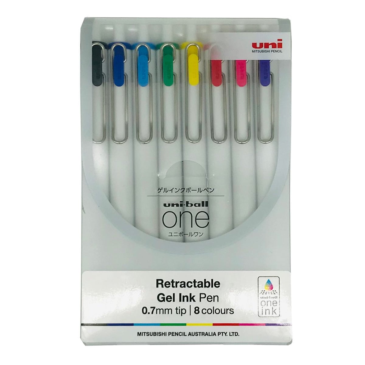 Uni One 0.7mm Rollerball Gel Ink Pens, 8 Pack Assorted