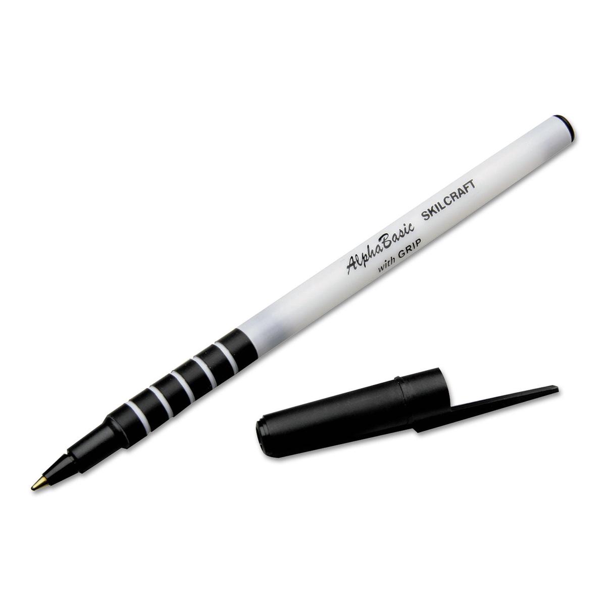 AbilityOne 7520015573155, SKILCRAFT AlphaBasic Ballpoint Pen, Stick, Medium 1 mm, Black Ink, White Barrel, Dozen