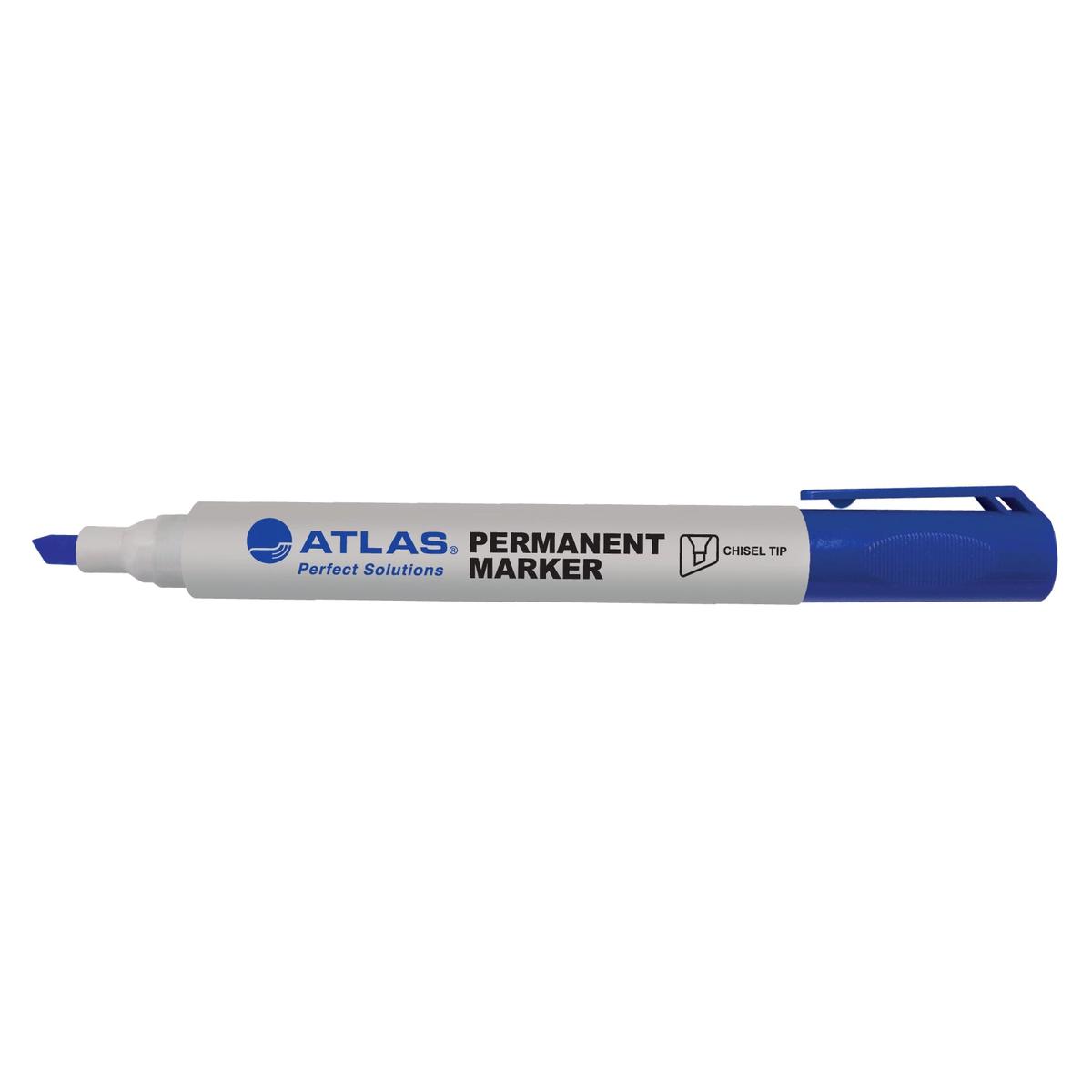 Atlas Bullet Permanent Marker Chisel Tip Pack Blue