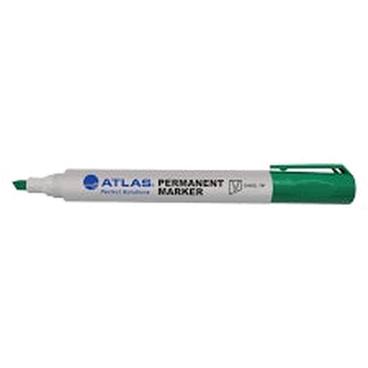 Atlas Bullet Permanent Marker  Chisel Tip Pack Green