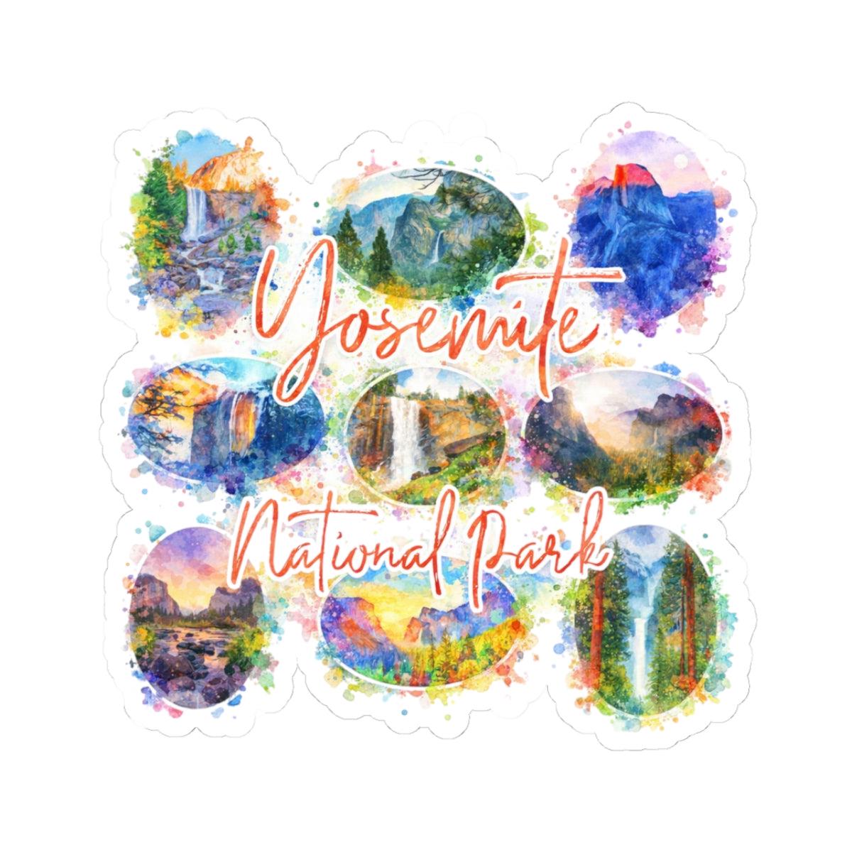 Yosemite National Park Watercolor Sticker Sheet Kiss-Cut Decals