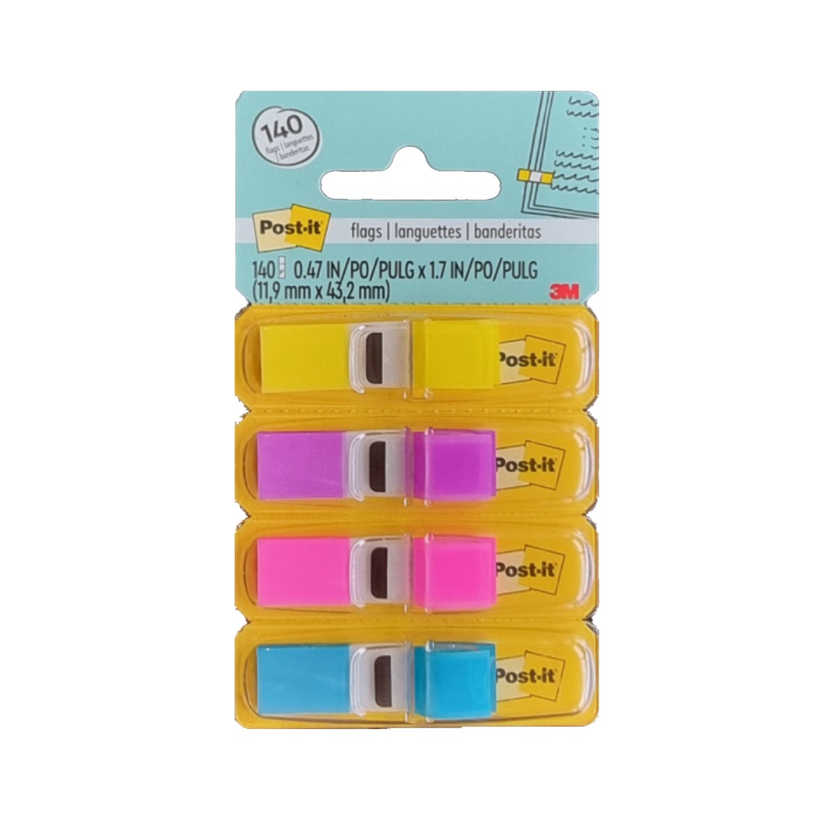 3M Post-it Flags 683-4AB, 0.47 x 1.7 inches, Bright Colors