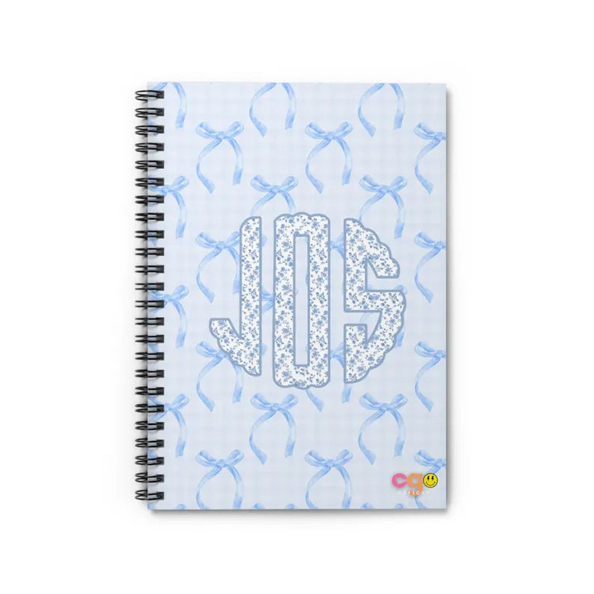 "La Petite Bleu" Personalized Coquette Monogram Notebook by Printify