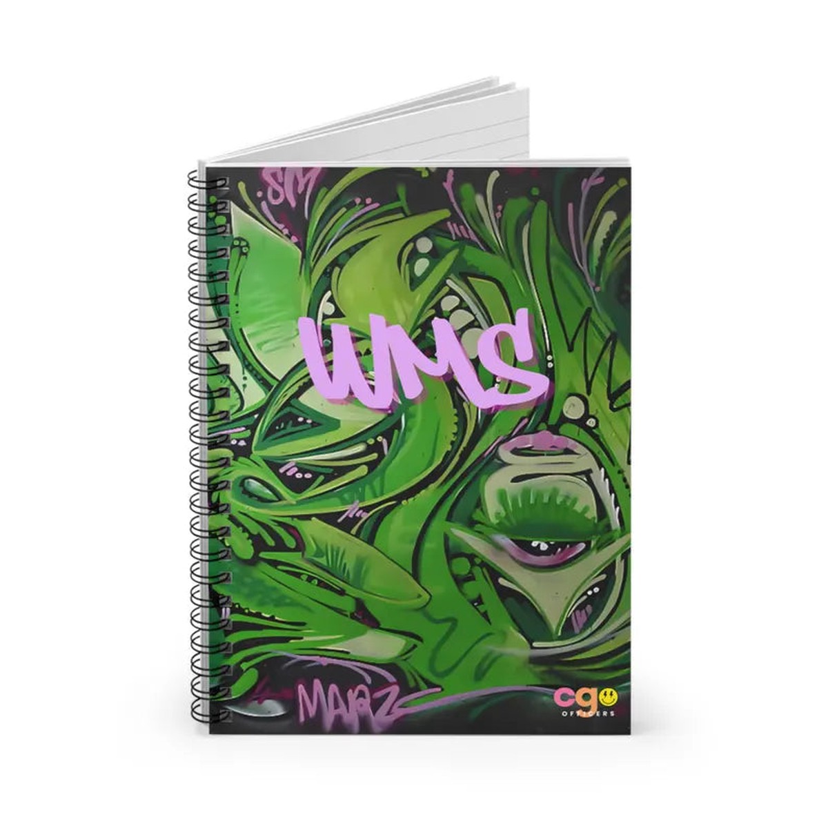 "Off the Grid" Paisley Graffiti Monogram Notebook by Printify