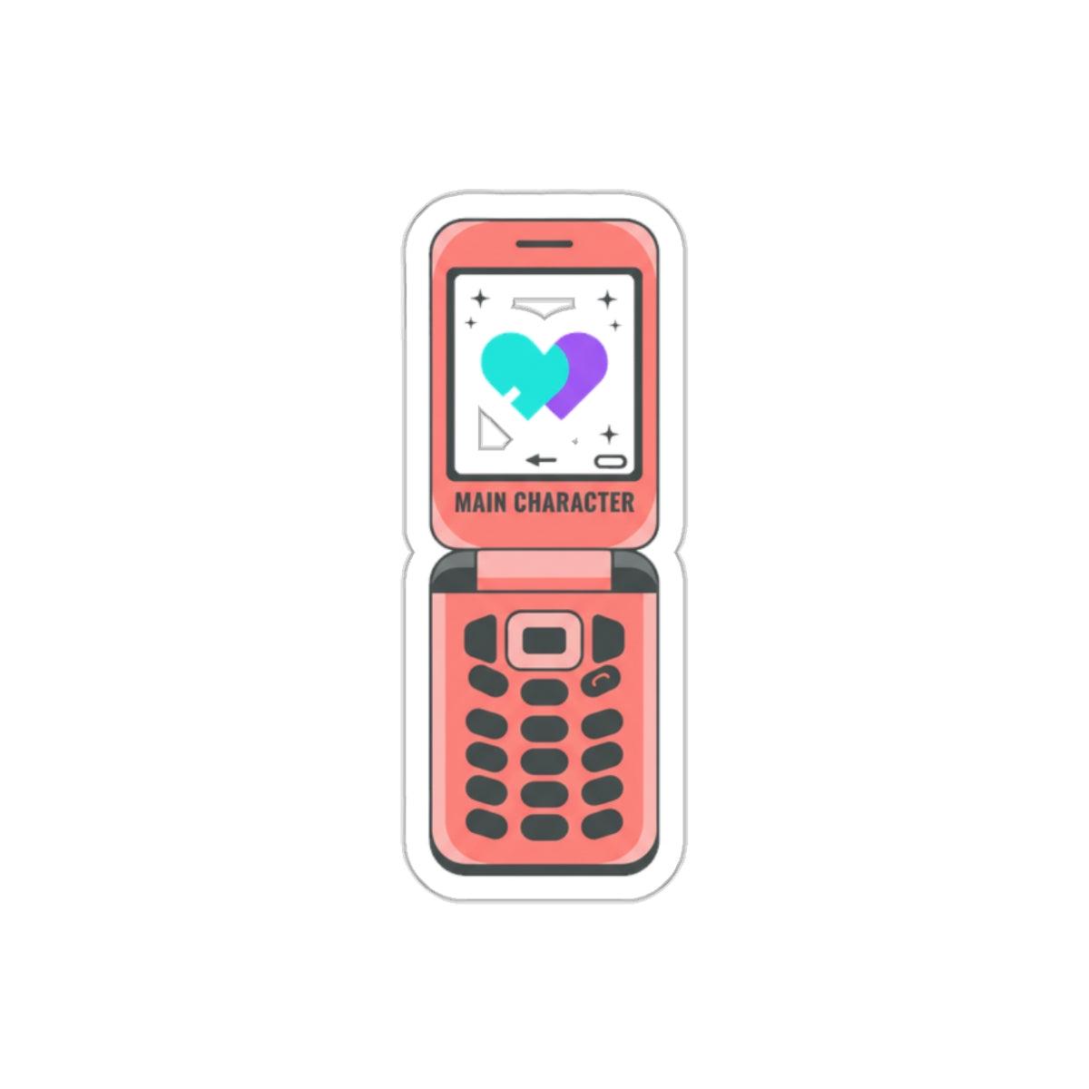 Y2K Flip Phone Heart Screen | Die-Cut Vinyl Sticker for Laptop & Phone Case | Valentine & Galentine Gift | Aesthetic Cute